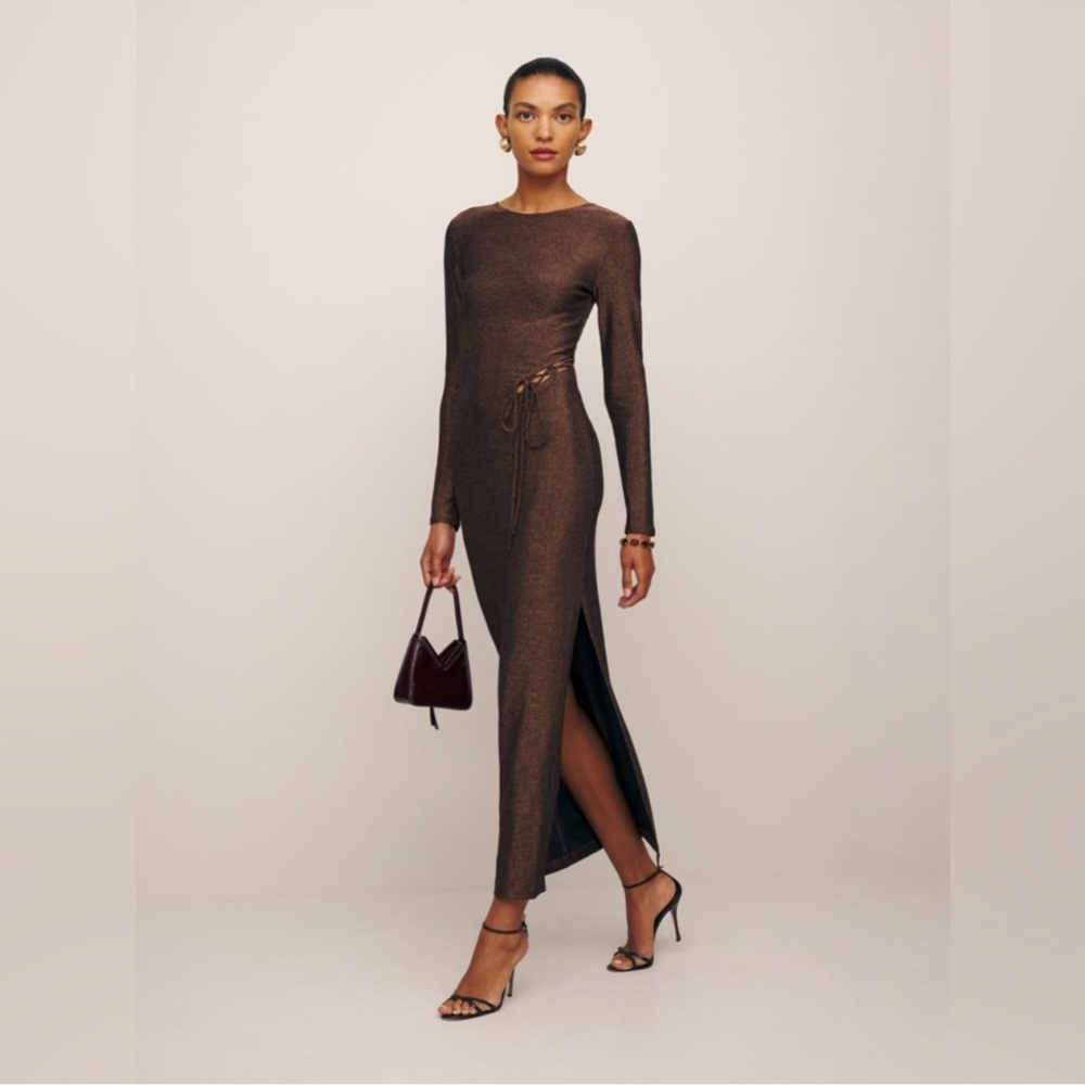 Reformation  Brown Long Sleeve Dress